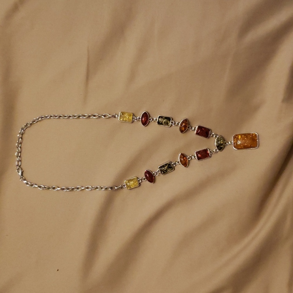 SPRING PARK Women Vintage Square Oval Amber Style Necklace